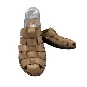 Duck Head Mules Wedge Sandals Womens 11M Woven  Leather Tan  Comfort Shoes Boho